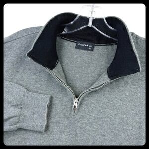 Collars & Co Quarter Zip Sweater Men XL Gray Knit Long Sleeve Shark Tank